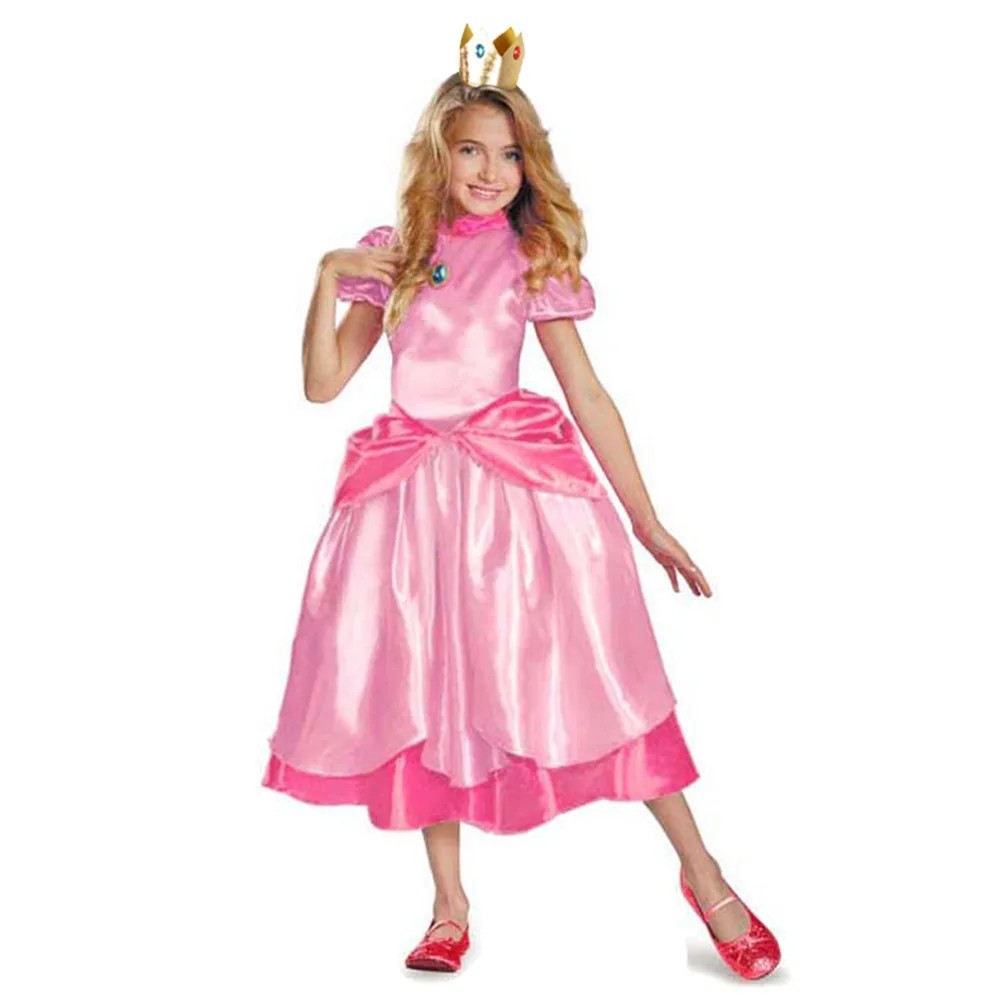 Kids Party Games - Mała Księżniczka Peach Super Bros Kostiumy